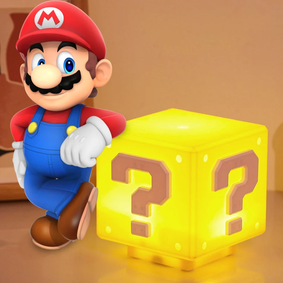 Classic Led Desk Table Rechargeable Small Gift Mario Bros Block Brick Question Desktop Bedside Night Light Super Mario Lamps