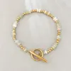 Pulsera de cuentas de ábaco de amazonita natural dorada