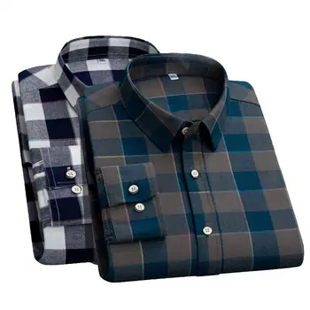 hot selling  latest check slim fit cotton business casual plus size  long sleeve shirt for men nice quality