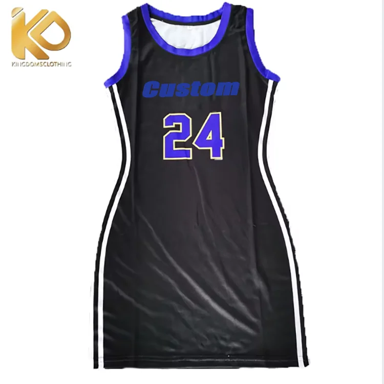 Custom Sexy White Pink 24 Basketball Jersey Dress for Women Custom Sexy White Pink 24 Basketball Jersey Dress for Women