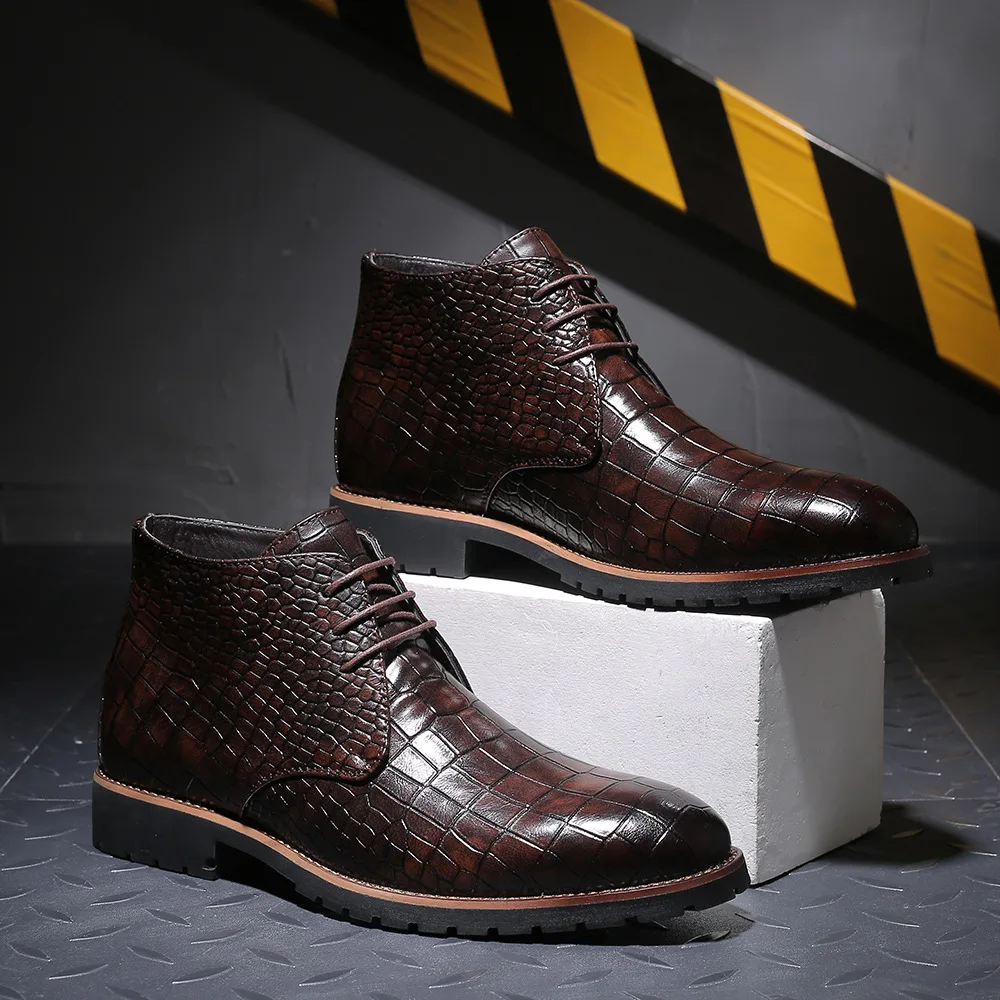 New Style Men Casual Shoes for Outwear Solid Color Plus Size Autumn Genuine Leather Boots