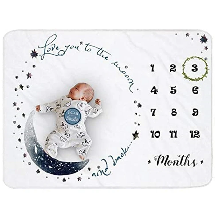High Quality Baby Month Blanket Baby Milestone Blanket With Cards 90x90