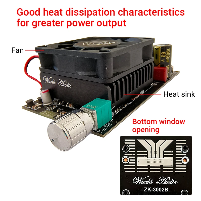 WUZHI ZK-3002B BT 5.3 Digital Speaker Amplifier Module 300WX2 Dual