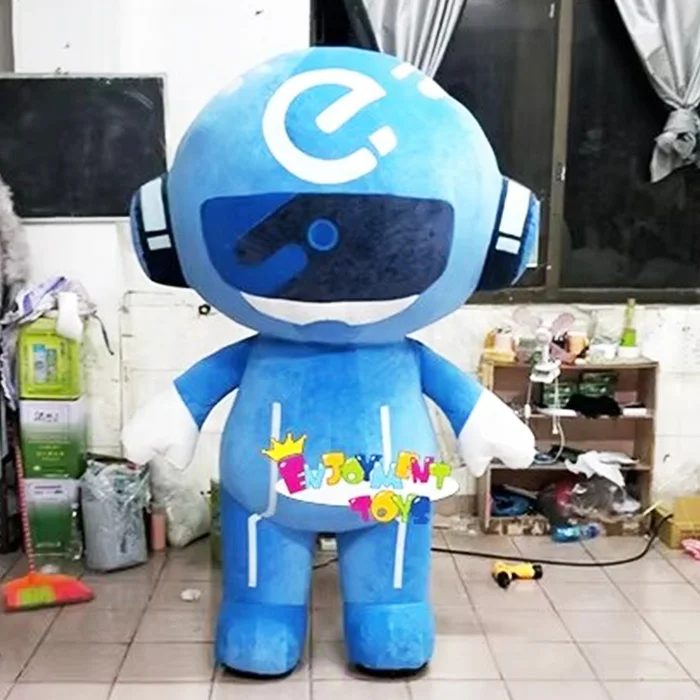 China Manufacturer Factory OEM Customized Blue Inflatable Robot Mascot  Adult Size Costume