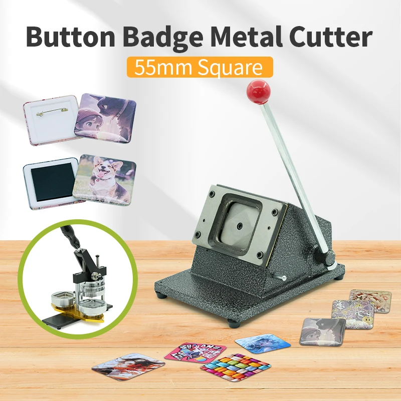 Metal Square Badge Making Machine 55mm Button Badge Making Machine with Cutter Badge Making Machine