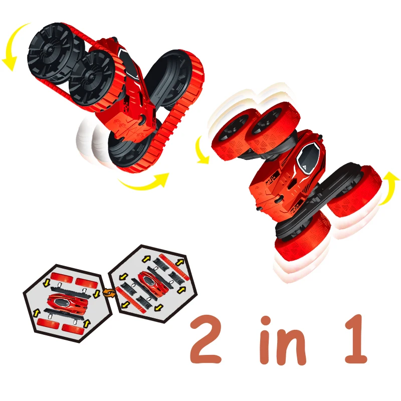 2 in 1 Twisting Arm Track Car Stunt Remote Control Car 4WD Drive Spin Drift Climbing Radio Control Stunt Toys