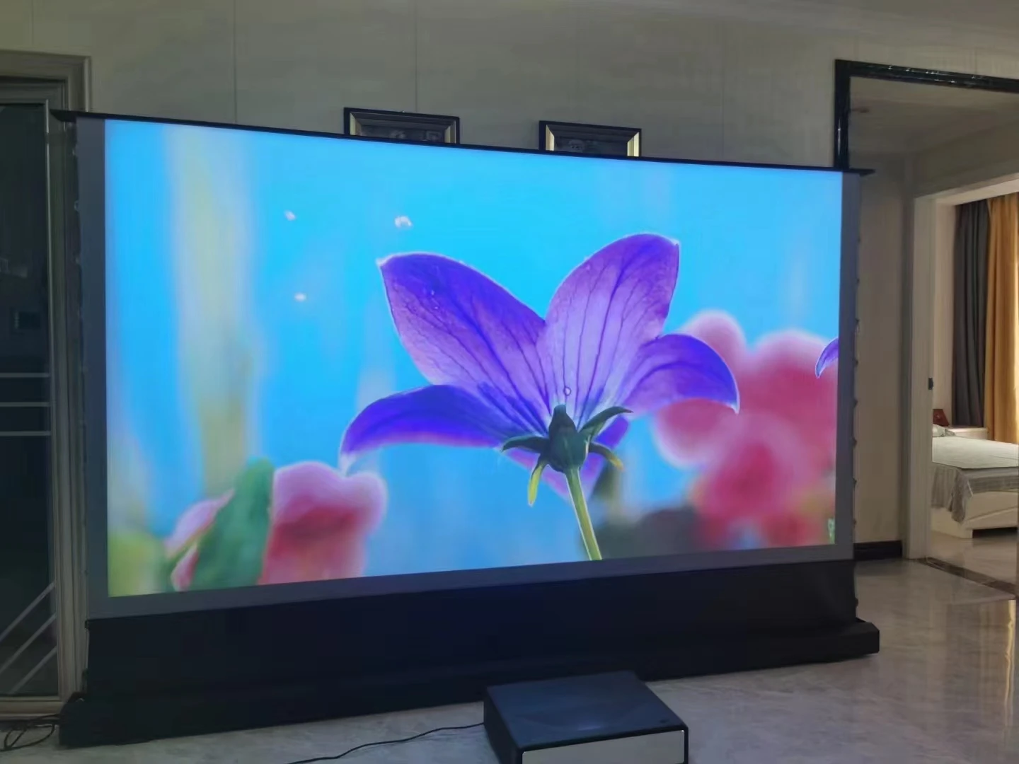 Electric Floor Rising Soft PVC Projector Screen - 72