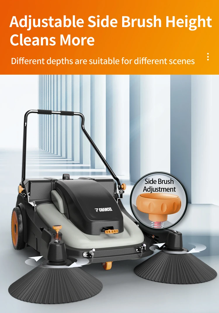 Home Use Walk-Behind Road Sweeper Triangle Pavement Cleaning Machine ...