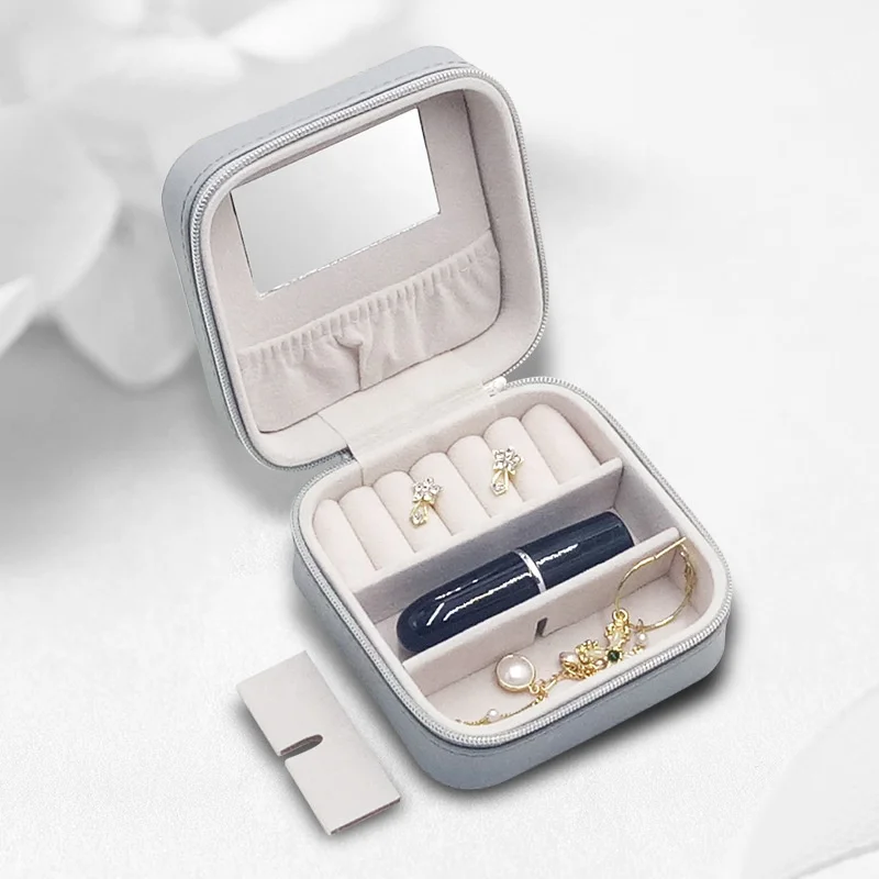 Маленькие кожаные чехлы для ювелирных изделий, дорожный органайзер для ювелирных изделий, коробка для хранения косметики с логотипом на заказ, органайзер для косметики