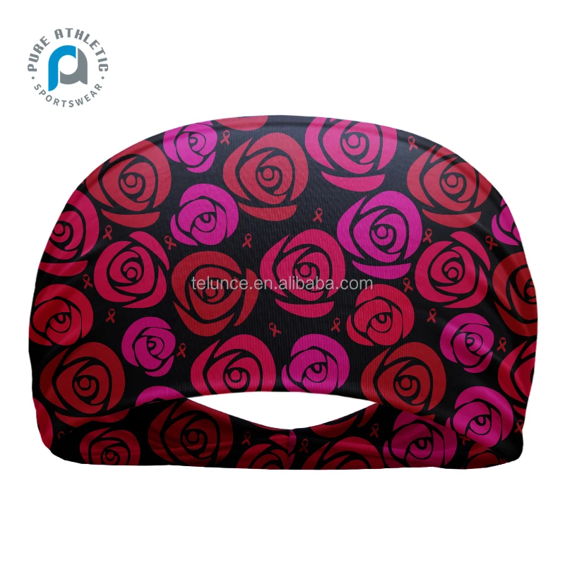 Diadema Deportiva Para Mujer,Diadema De Color Rojo Con Flor Negra De  Concientización Del Cáncer De Pecho Puro,Sublimación - Buy Fitness Diadema  Para Las Mujeres,Sublimación De Diadema,Diadema De Flores Product on  