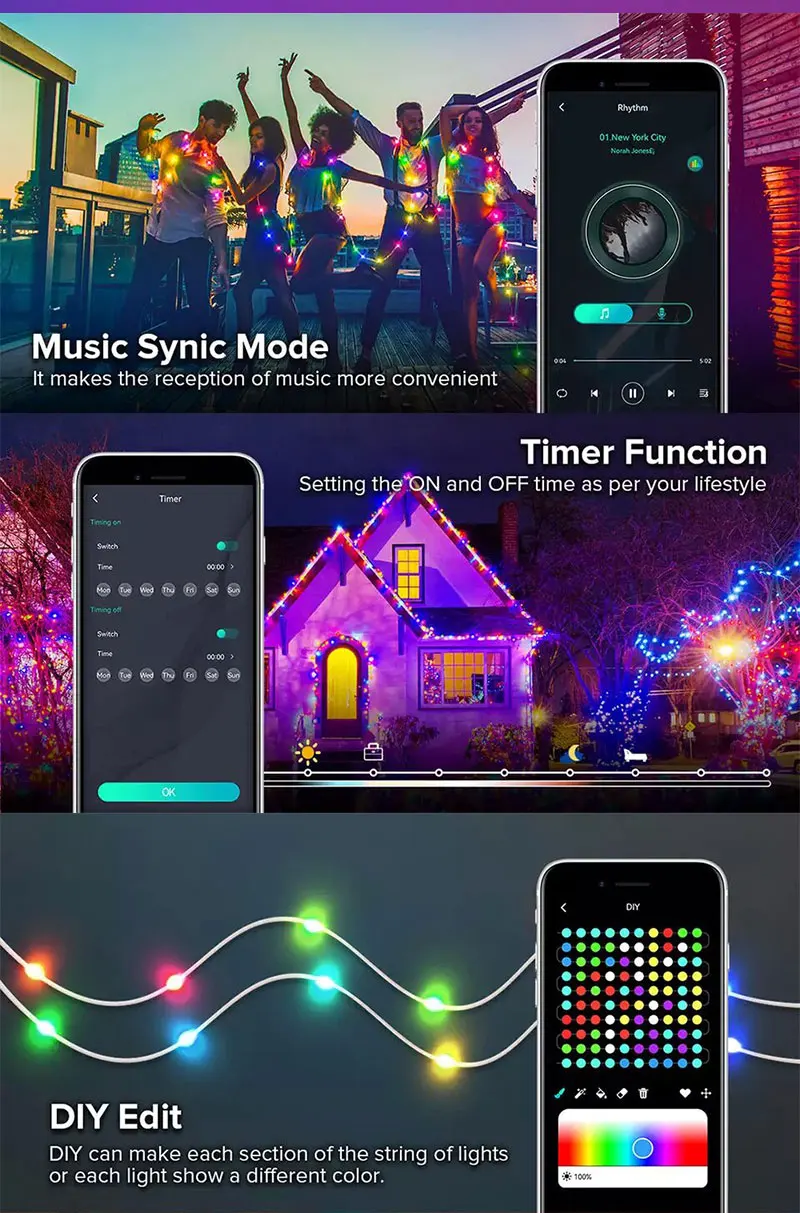 Remote Control Ws2812b Smart Fairy Programmable Led String Light