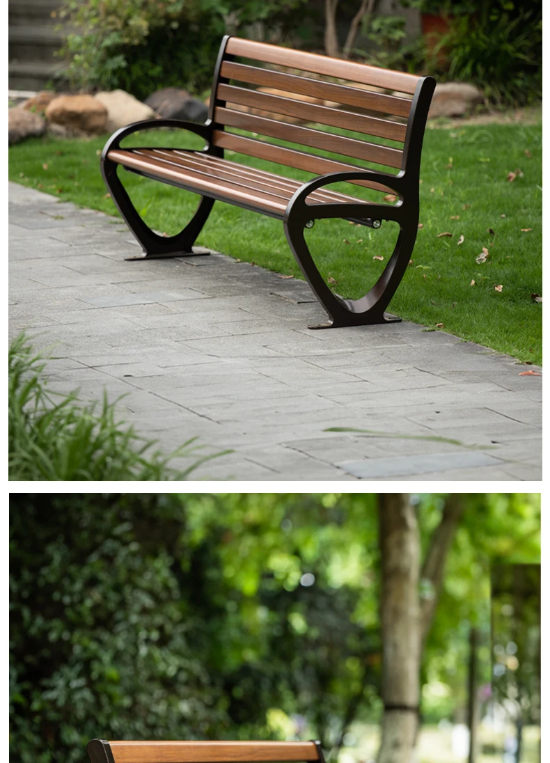 Luxury outdoor bench metal street furniture bench seating with aluminum legs for garden supplier