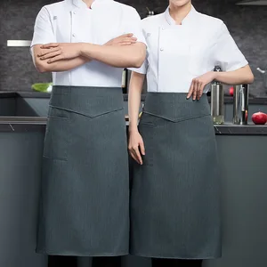 High-End Men's Fashionable Half-Body Canvas Apron for Kitchen Restaurant Coffee Shops Waiter/Chef Workwear