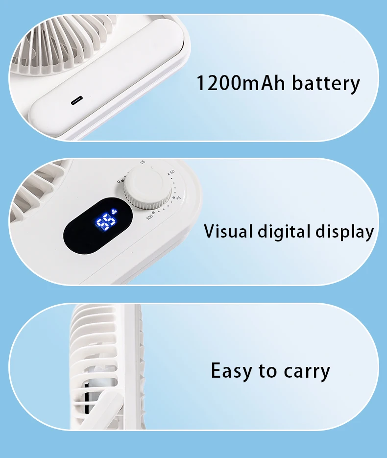 Plastic Table Fan, Portable, USB, 1200mAh, Brushless - detail 8