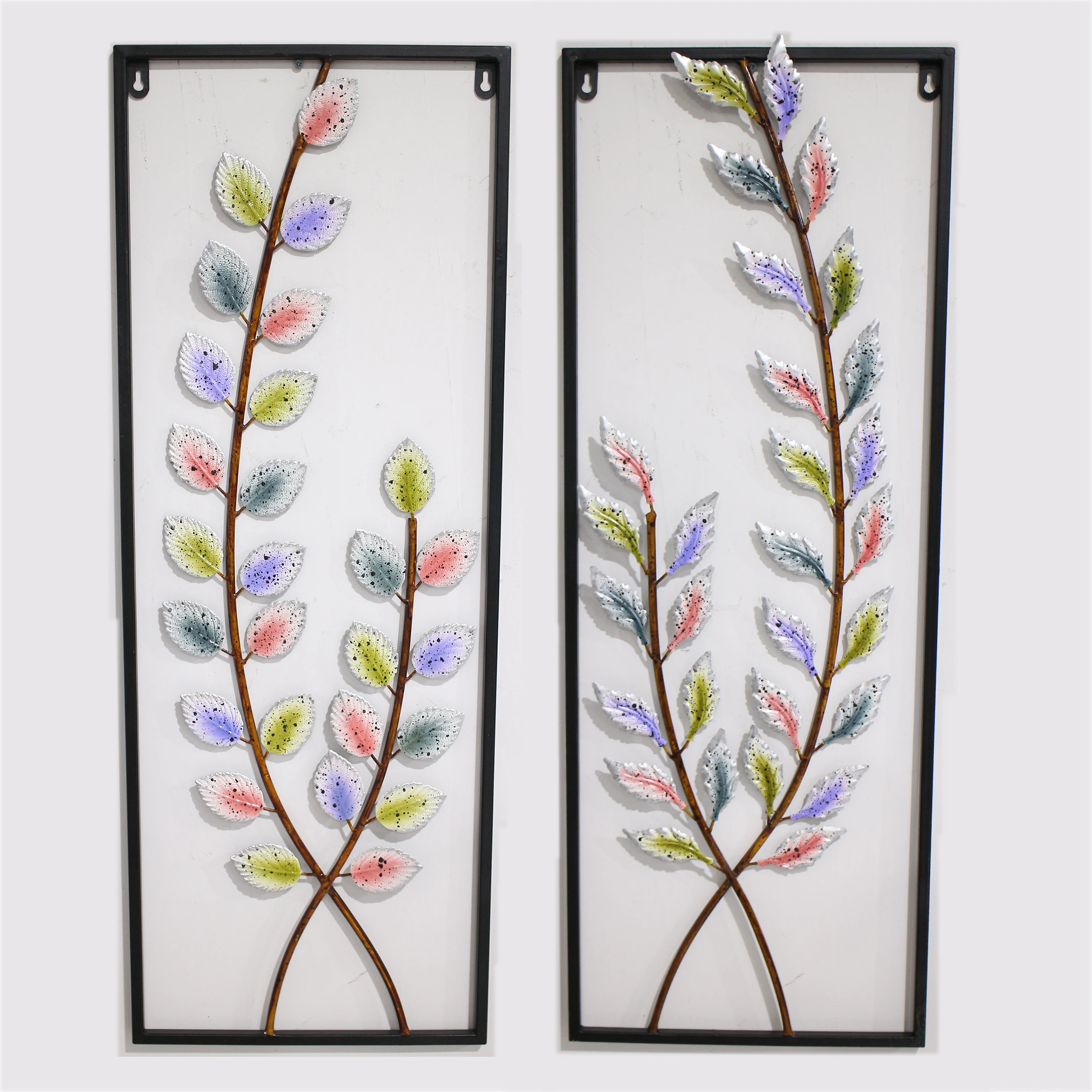 simple framed art metal leaf wall sets