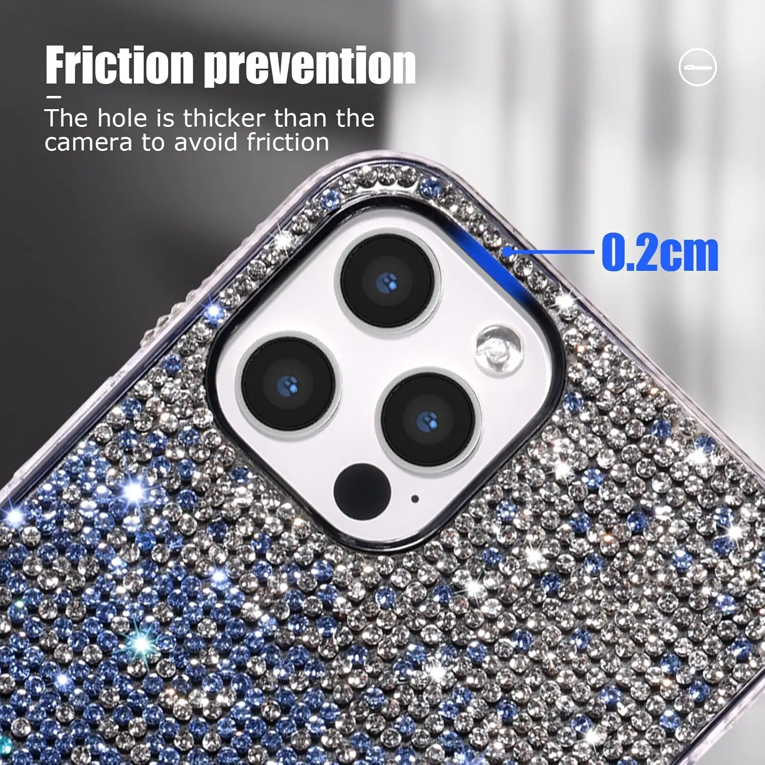 Case for iPhone 16 Pro Max Luxury Glitter Diamond Cute Gradient Cover Soft Protective Shockproof Phone Case Gradient Blue details