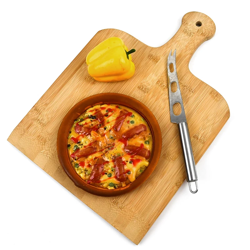 WDF High Quality OEM/ODM Wooden Pizza Shovel Paddle Charcuterie Board Natural Bamboo Pizza Peel With Handle details