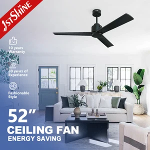 1stshine Ceiling Fan China Contemporary Black 52" Remote Control Ceiling Fans with Wooden Blades