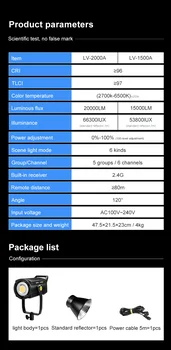 NiceFoto LV-2000A Professional Foto Video Continuous Cinema Cob LED Film Photography Studio Light for Video Camera Shooting detail image