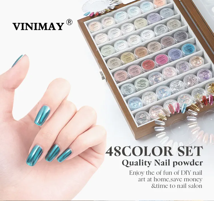 product vinimay 48 colors chrome nail powder set with 3 styles aurora chrome powder magic mirror powder aurora sequin gel for nail salon-1