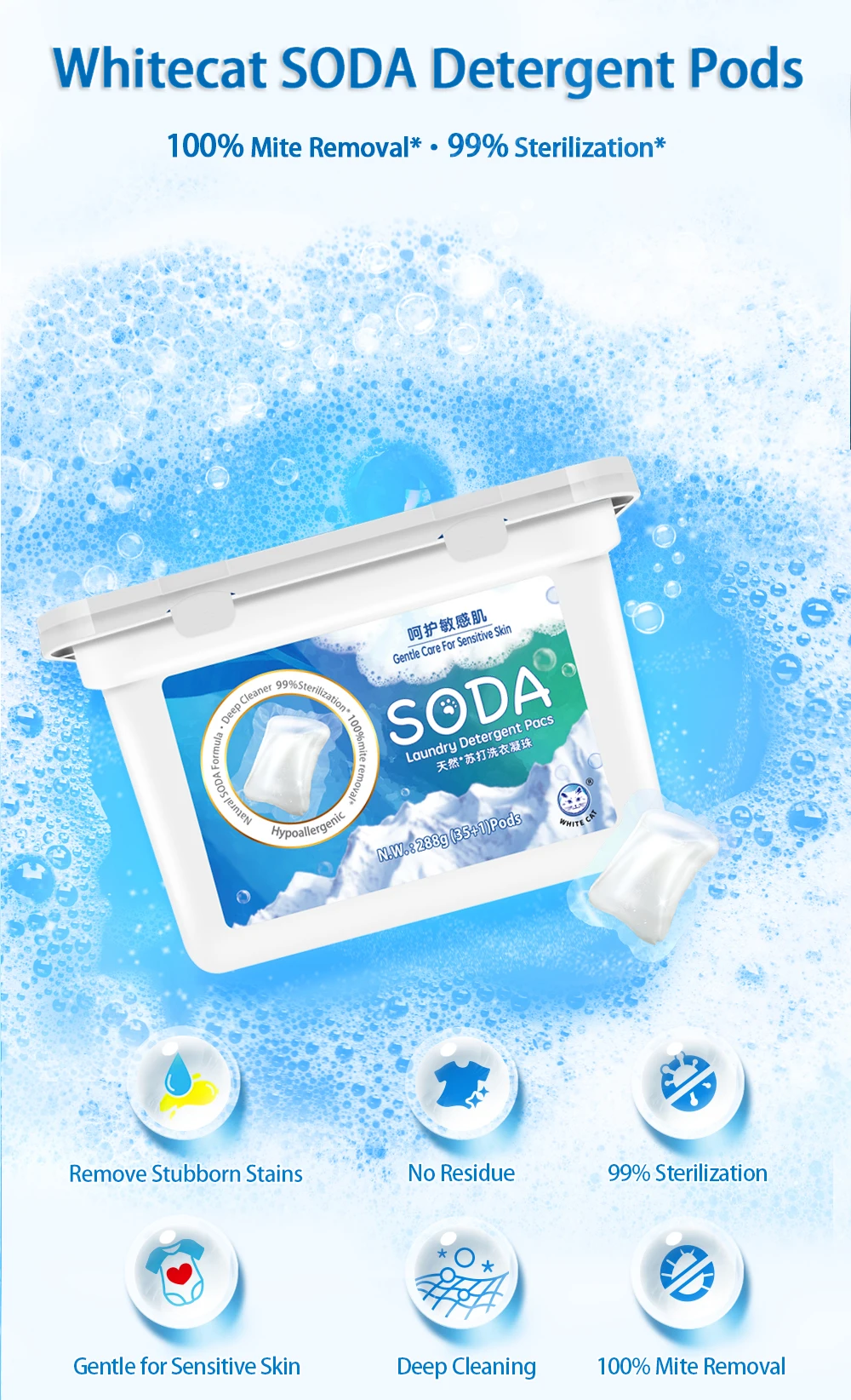 8g laundry pod clothes washing detergent home use 36pcs/box laundry detergent pod bead fragrance factory