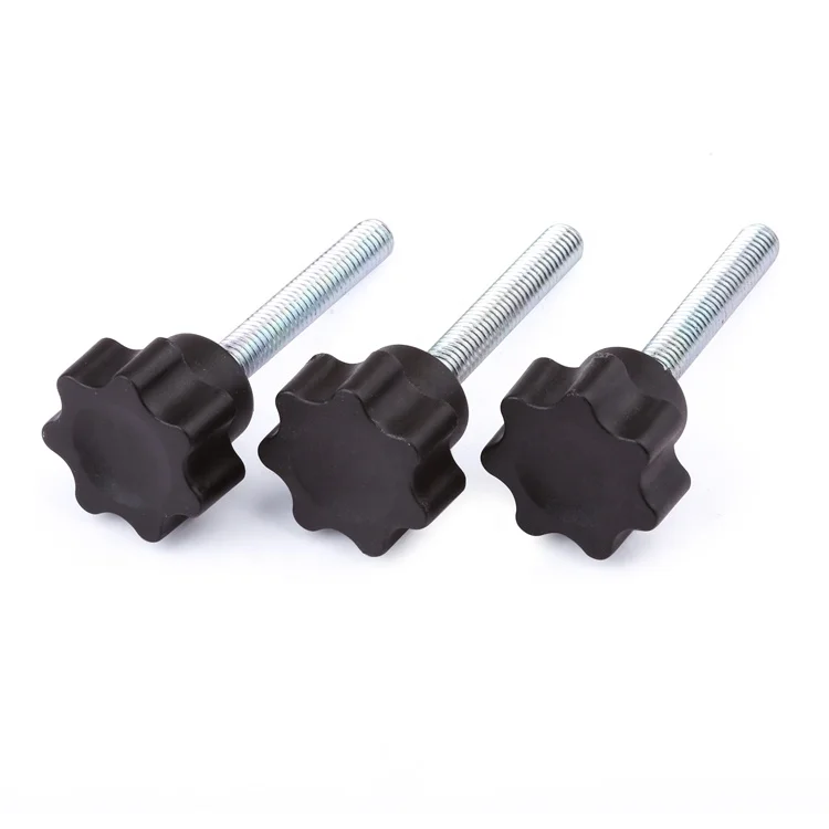 Plum blossom handle bolt black plastic head five pointed star handle screw M3-M8 machine screw