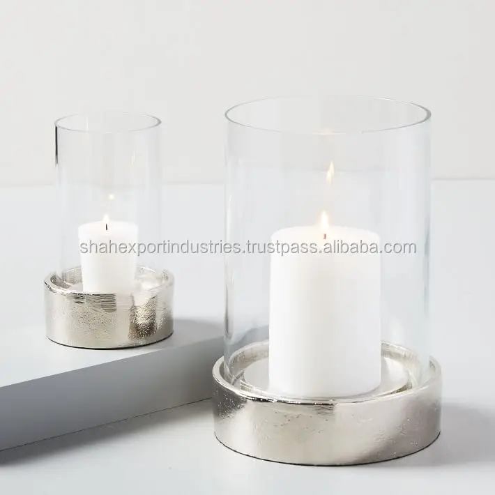 Set Portacandele Hewory In Vetro - Lanterna Decorativa Con Vassoio Oro, Per Centrotavola - Foto 9