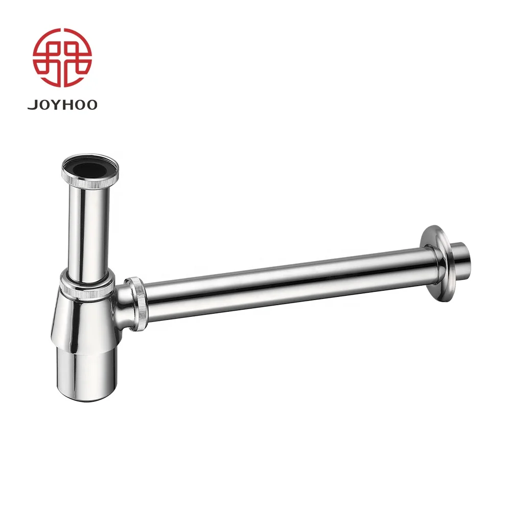 Joyhoo Cheap Chrome Plated 12 cm G 1 1/4 Durable Zinc Alloy Siphon Bottle Trap for Hotel