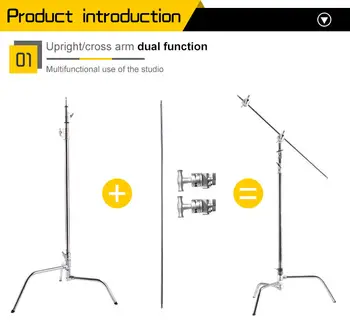 NiceFoto Y660 Stainless Steel Heavy Duty Durable Tripod Light Stand for Soft Box and Video Flash in Studio detail image