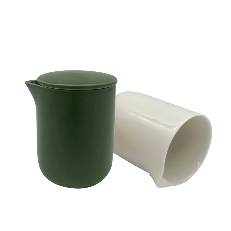Empty Candle Container Vessel Custom Ceramic Massage Oil Candle Jar with Pour Spout and Lid 7oz