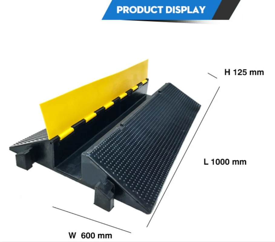 Heavy Duty Rubber Cable Hump Channel Protectors 1-Channel Cable Ramp Guards Construction Speed Bumps Floor Protective Cover details