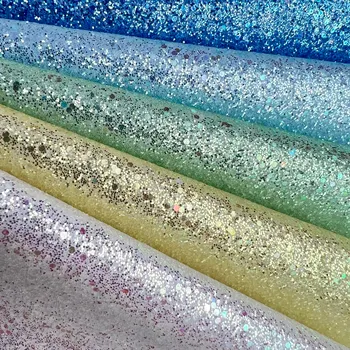 Wholesale 0.8mm Colorful Shiny Chunky Glitter PU Faux Leather Fabric Synthetic Leather for Bags Clothing Furniture