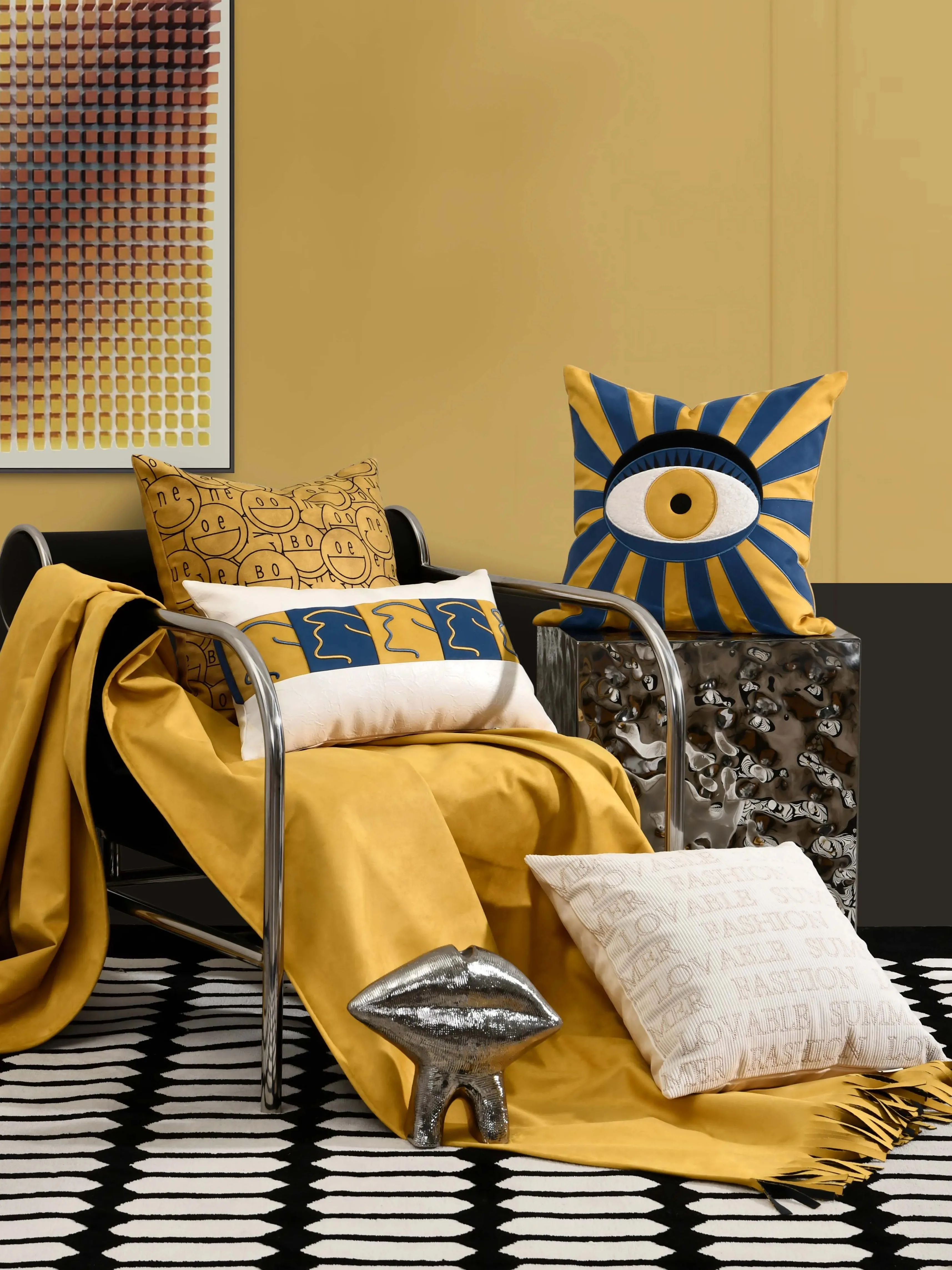 AIBUZHIJIA Art Design Pillow Case Geometric Embroidery Cushion