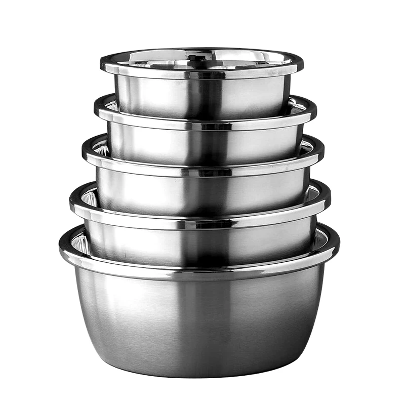 Kitchenware 201 Stainless Steel Bowl Mixing Salad Bowl Soup Bowl Washing Basin Set - Image 6
