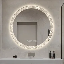 Simple Design Round Touch Screen Wall Hanging Decor Led Bath Smart Dressing Mirror For Bathroom