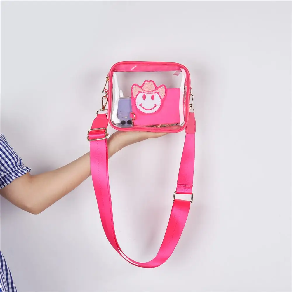 Keymay DIY Waterproof Transparent PVC Clear Messenger Bag Stadium Phone Purse Women Crossbody Clear Bag Stadium Approved