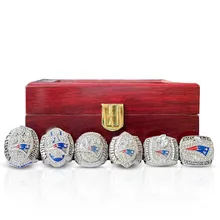 Custom Football Championship Ring New England Patriots 6 Sets 2001 2003 2014 2016 2018 Custom Wooden Box