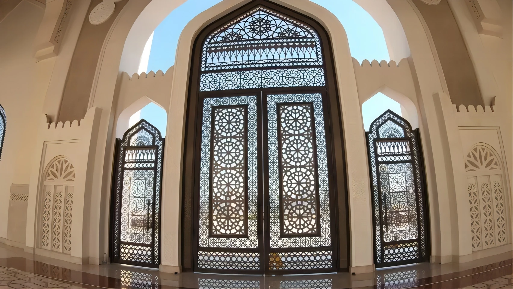 Steel Structure Design Mosque Doors and Windows Metal Glass Mosque Gate