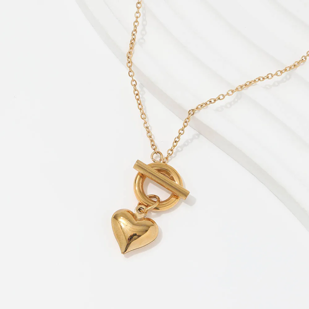 Jewelry Wholesale Gold Finish Heart Pendant Necklace Toggle Necklace ...