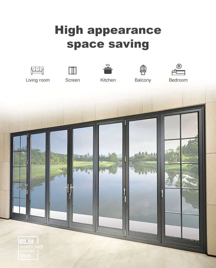 Aluminum glass folding door