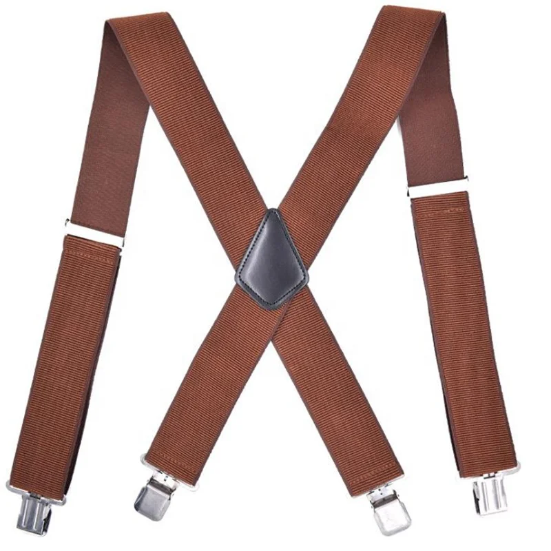 custom work two pcs hook suspenders black tan men x-back twill quality formal trouser clips adult elastic suspender belt