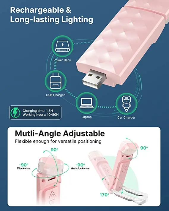 product rechargeable reading light portable book light for reading in bed led clip on bookmark lamp-38