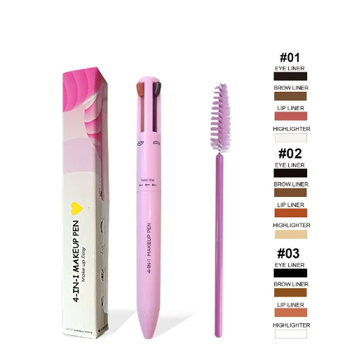 Private Label Customize Four Colors 4 Filler Highlighter Lipliner Eyeliner Eyebrow Pencil  4 Colors Makeup Pen 4IN1