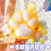Patte de chat en peluche jaune
