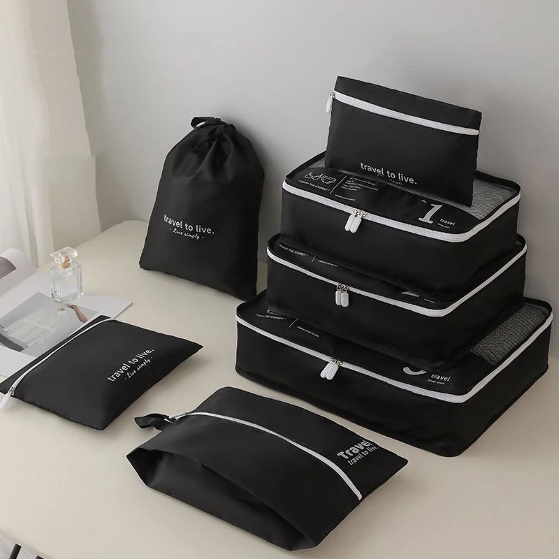 Custom Compression Packing Cube Set of 7pcs Travel Organizer Bag Suitcase Packing for Clothes Underwear Cosmetic Travel Bag