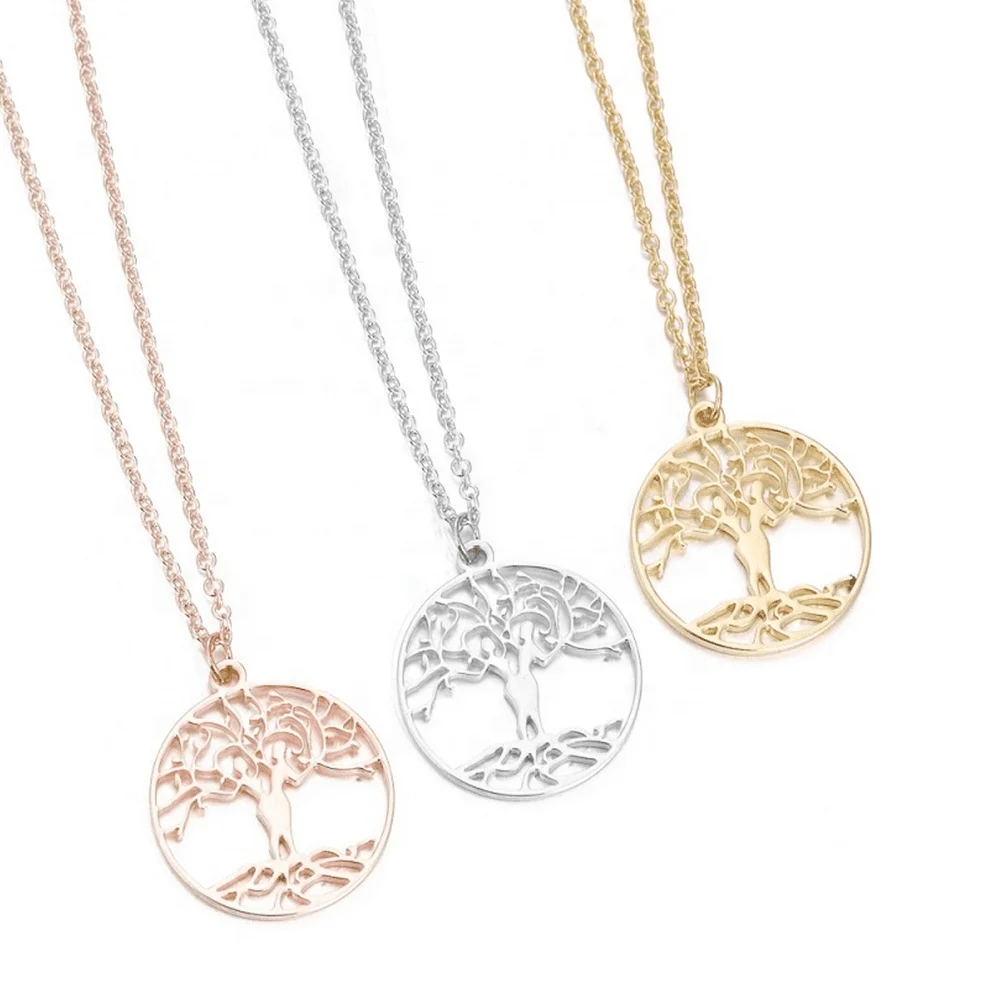 Tree of Life Necklace Arbol De La Vida Stainless Steel Jewelry Wholesale Silver Jewelry Gold Necklace Joyeria Acero Inoxidable