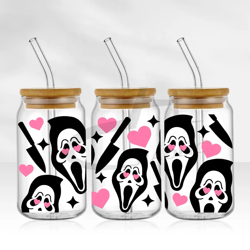 Factoroy Custom Transfer Printing UV DTF Cup Wraps Transfers For 16oz Libbey Glass Beer Cans 24oz 20oz 16oz Cold Cup Wraps