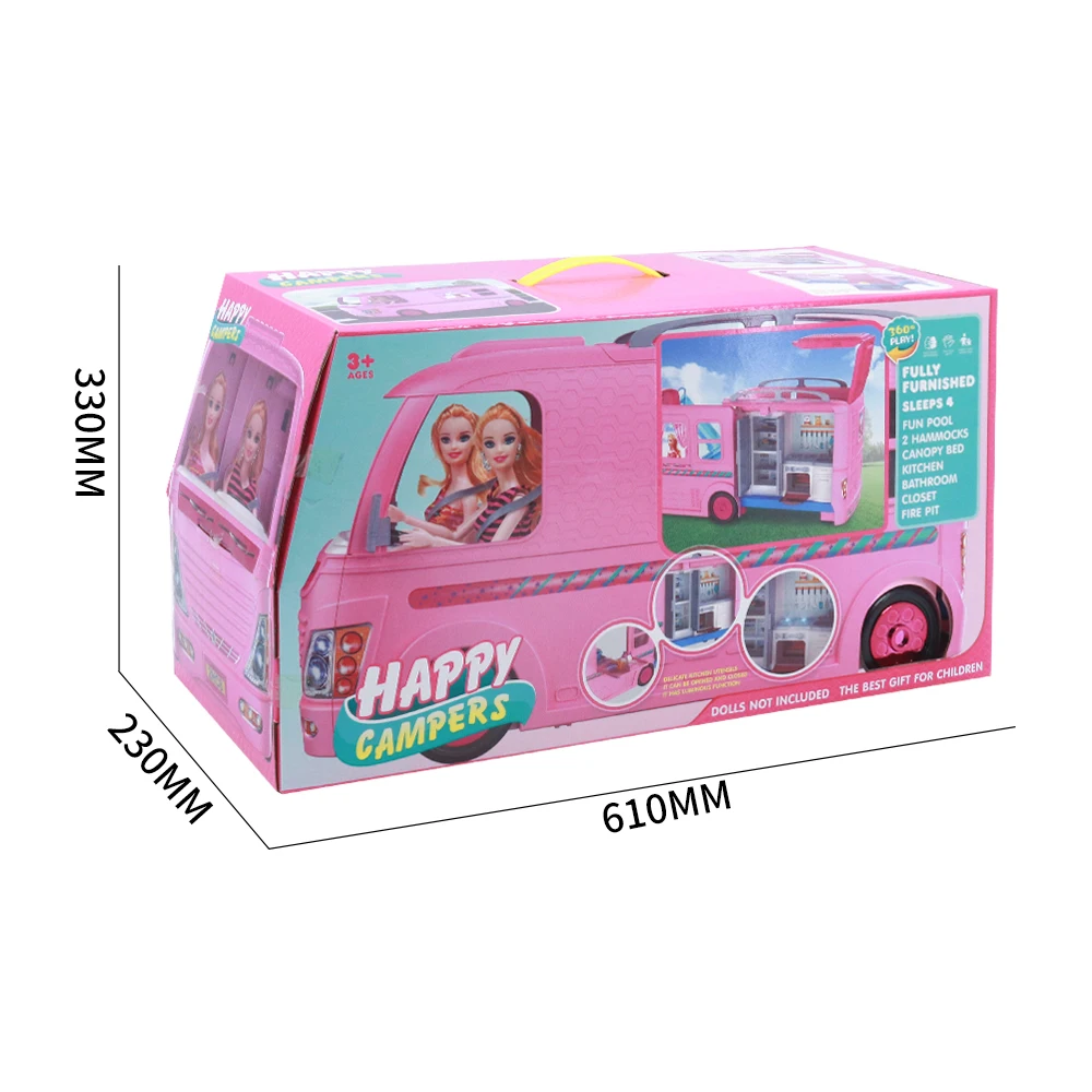 Ksf Play House Toy Motorhome Travel Camp Car Truck Model With Barbies