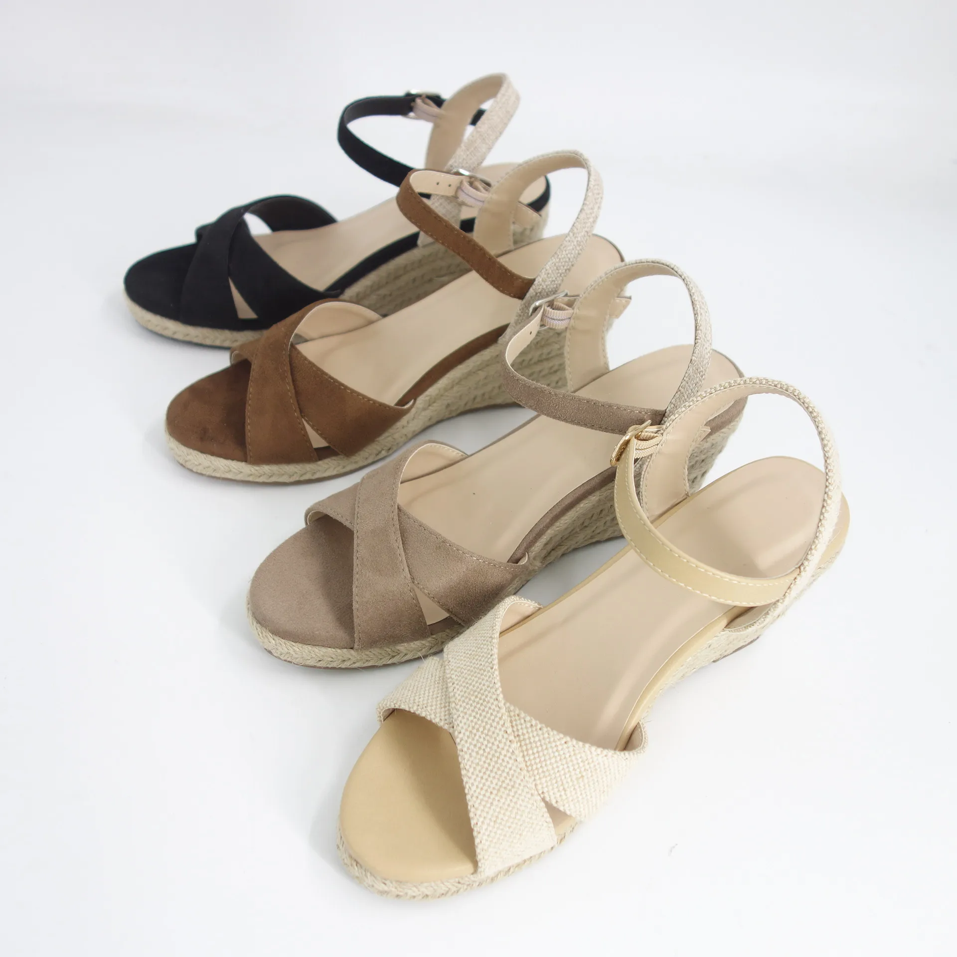 High Quality Design Wedges Woven Women Sandals Ladies High Heel Hemp Rope  Wedge Shoes Sandals