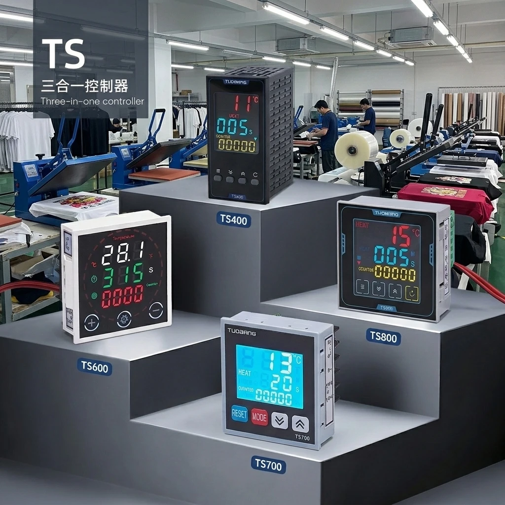 TUOBANG TS400/700/800 Temperature Control Time Counting 3-in-1 Temperature Controller PID Thermostat for Hot Stamping Machine